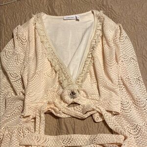 Cream Lace Wrap Top